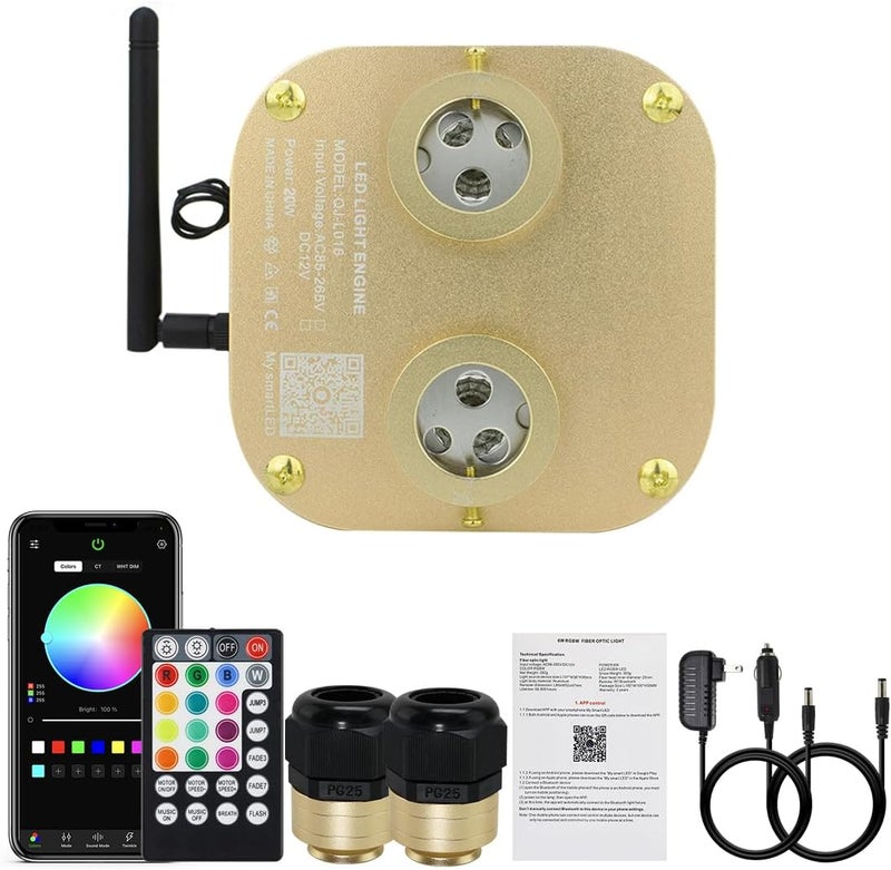 AKEPO 20W Dual-Head Twinkle Fiber Optic Light Box, APP Control Twinkle Light Engine Music Activated with 28-Key Remote for Headliner Starlight kit - Image 1